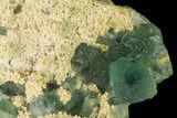 Stepped Green Fluorite Crystals on Quartz - China #142389-3